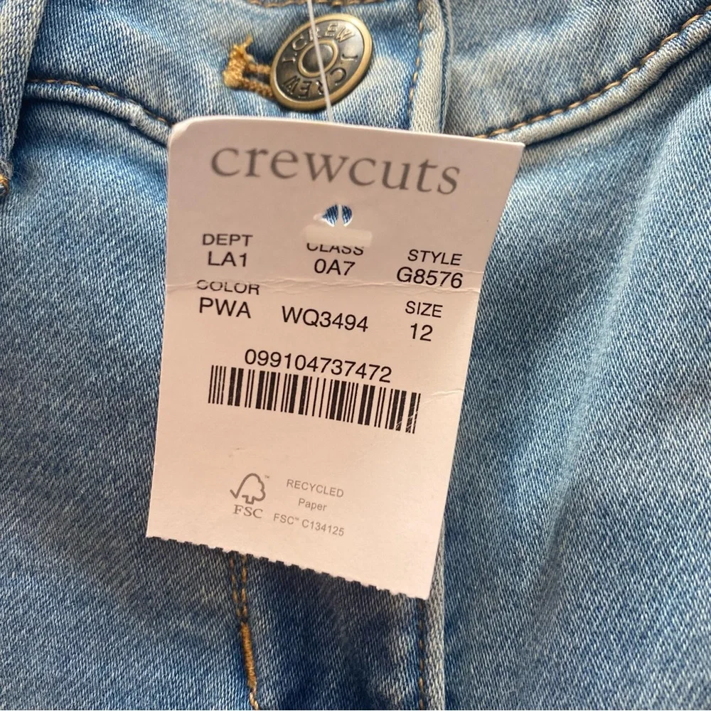 Crewcuts Girls' runaround jean in denim wash size 12 NWT